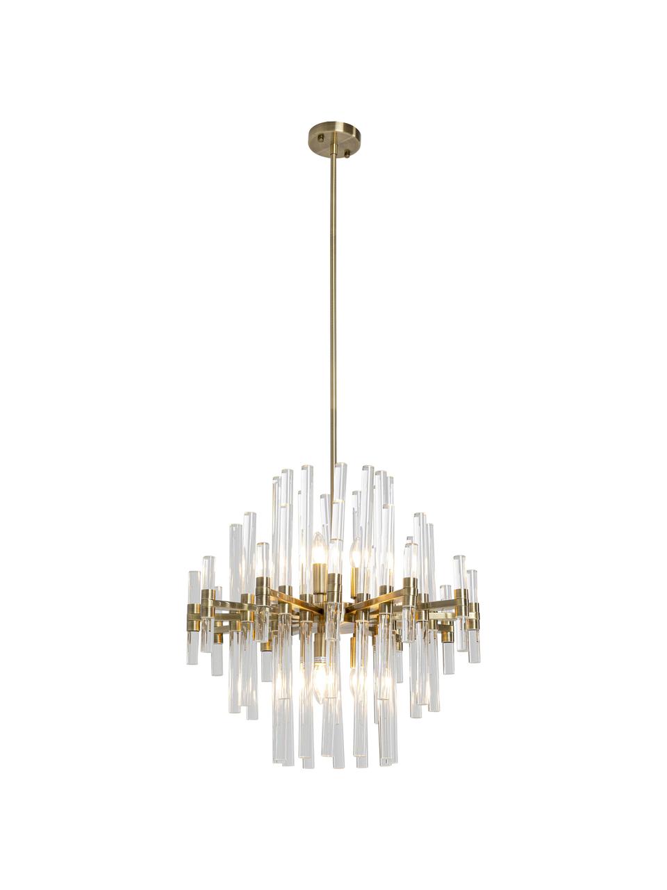 Lámpara de techo grande Carisma, Anclaje: metal recubierto, Estructura: metal recubierto, Transparente, dorado, Ø 60 x Al 58 cm