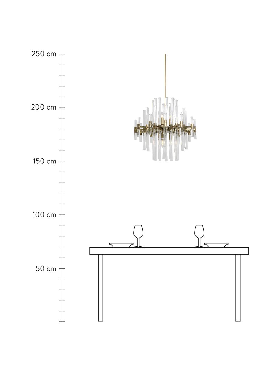 Lámpara de techo grande Carisma, Anclaje: metal recubierto, Estructura: metal recubierto, Transparente, dorado, Ø 60 x Al 58 cm