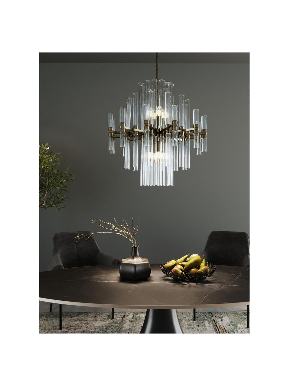 Grande suspension Carisma, Transparent, couleur dorée, Ø 60 x haut. 58 cm