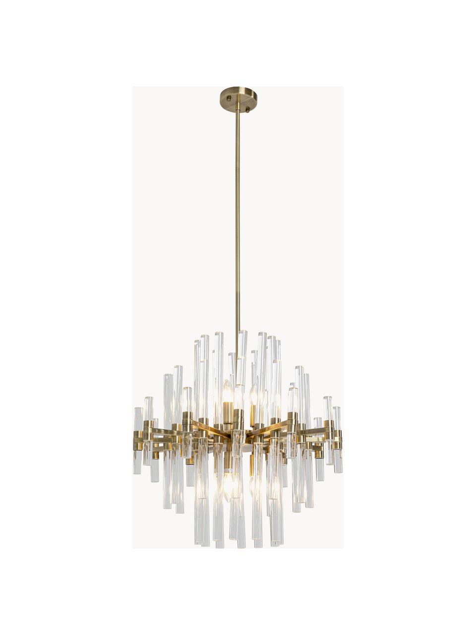 Grote hanglamp Carisma, Baldakijn: gecoat metaal, Transparant, goudkleurig, Ø 60 x H 58 cm