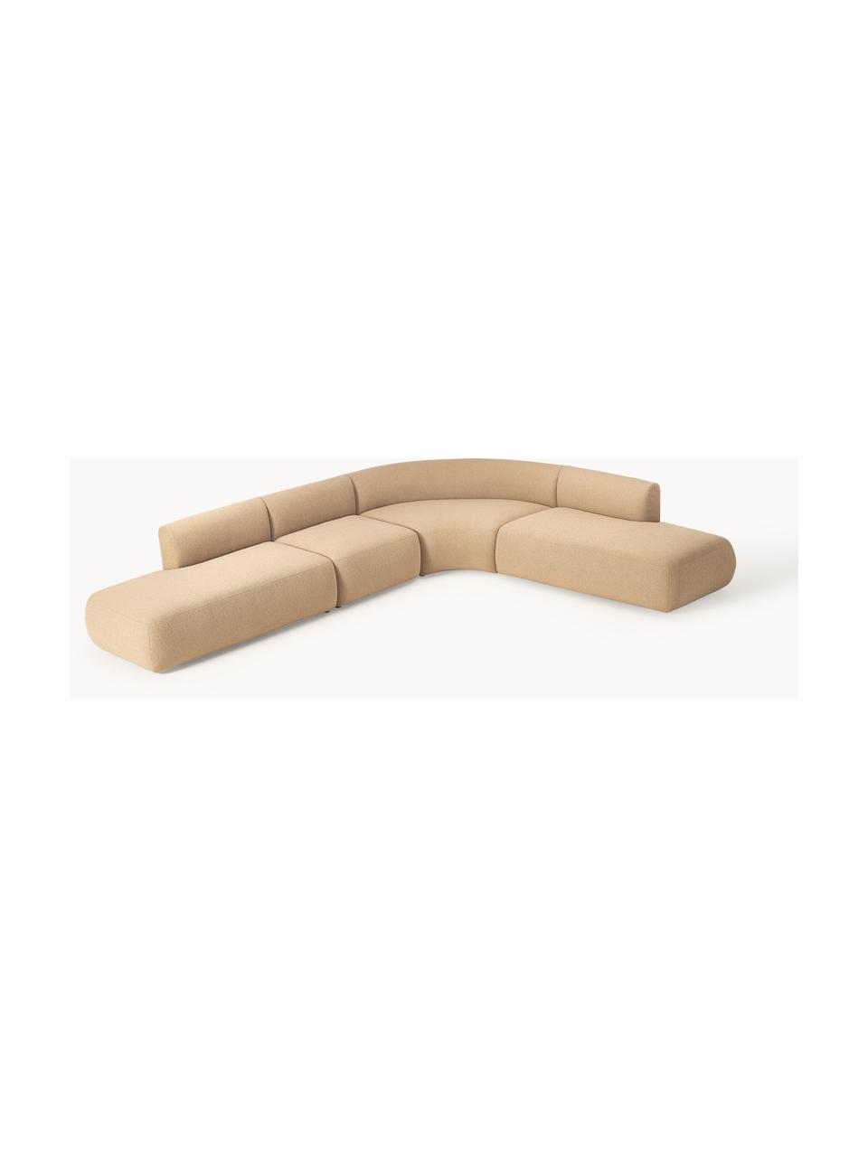 Modulares Bouclé-Ecksofa Sofia (4-Sitzer), Bezug: Bouclé (100 % Polyester) , Gestell: Fichtenholz, Spanplatte, , Füße: Kunststoff Dieses Produkt, Bouclé Beige, B 385 x T 298 cm