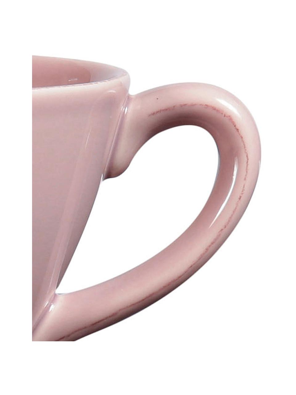 Tasse XL rose style rustique Constance, Grès cérame, Rose, Ø 15 x haut. 9 cm