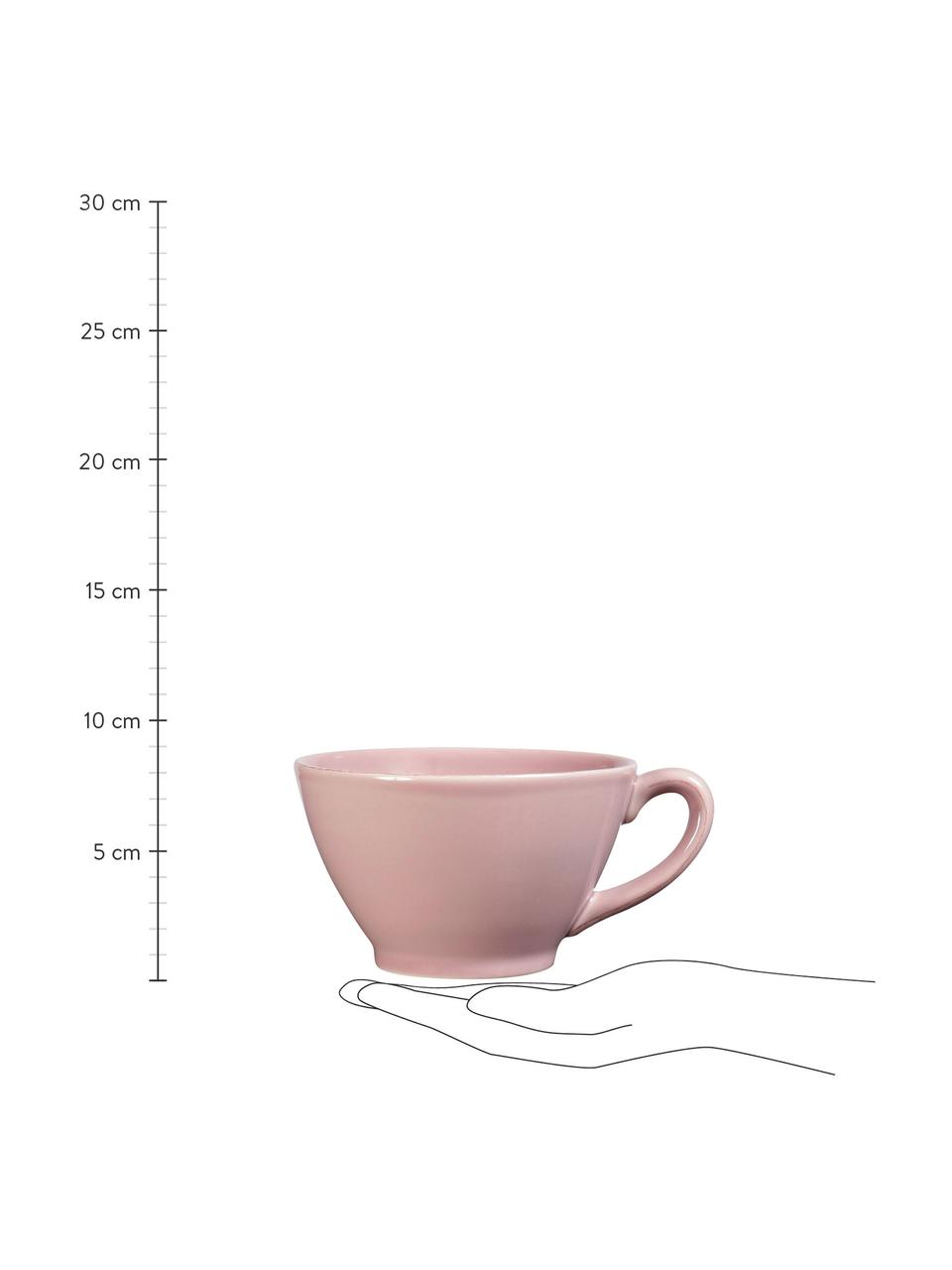 Tasse XL rose style rustique Constance, Grès cérame, Rose, Ø 15 x haut. 9 cm