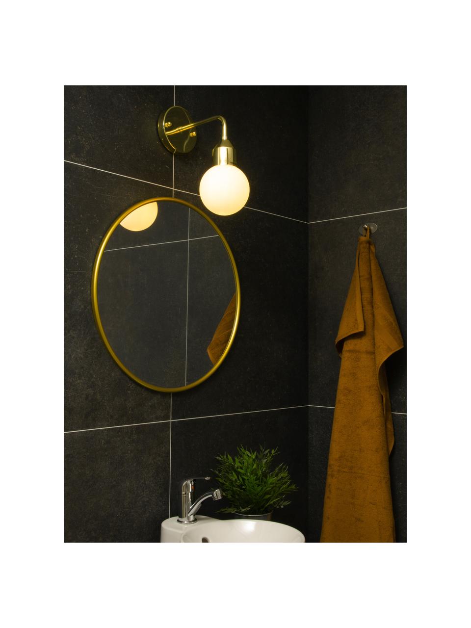 Applique salle de bains boule en verre Florens, Couleur dorée, blanc, larg. 12 x prof. 25 cm