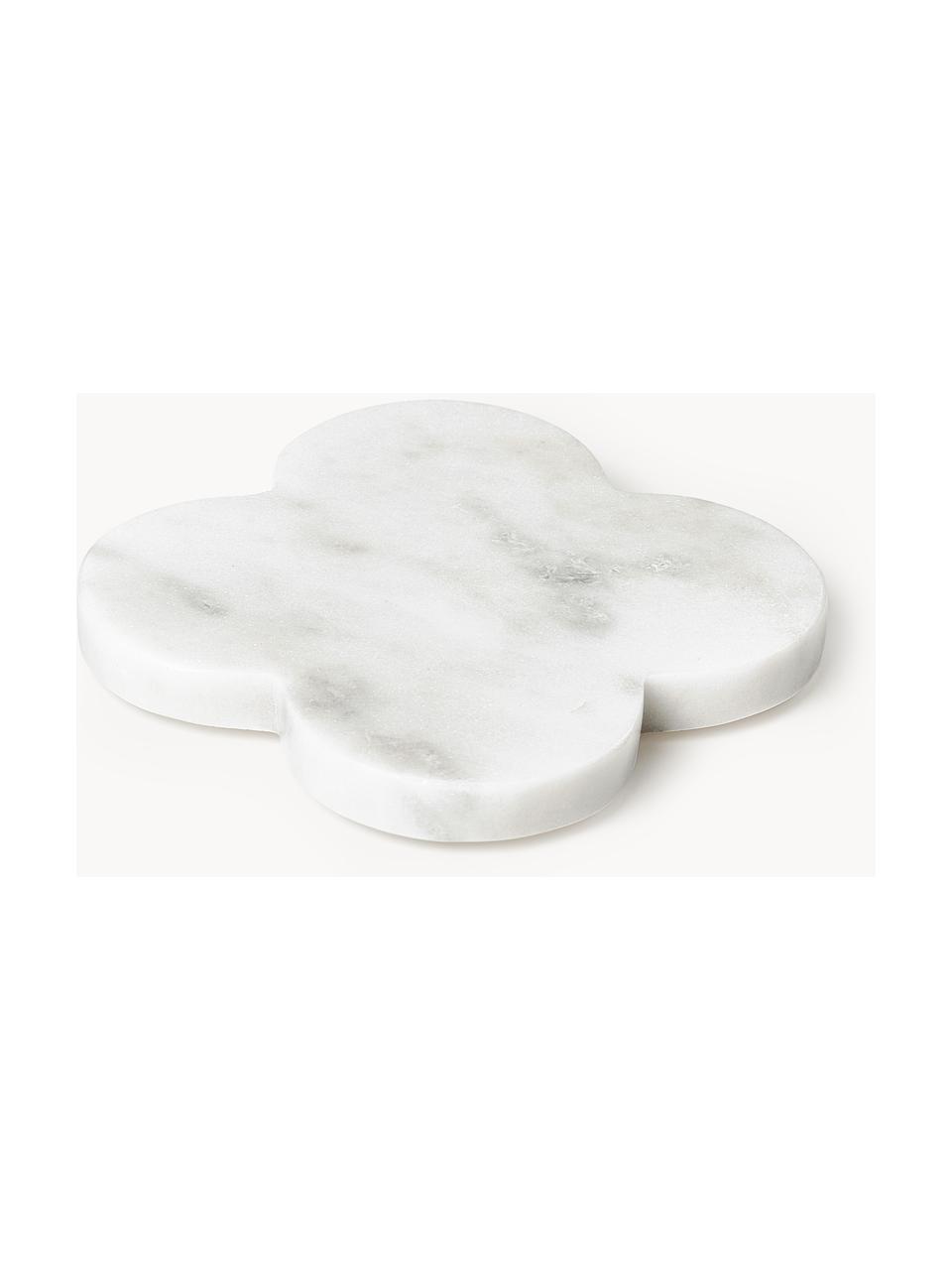 Marmor-Untersetzer Teo, 4 Stück, Marmor, Weiß, marmoriert, B 10 x T 10 cm