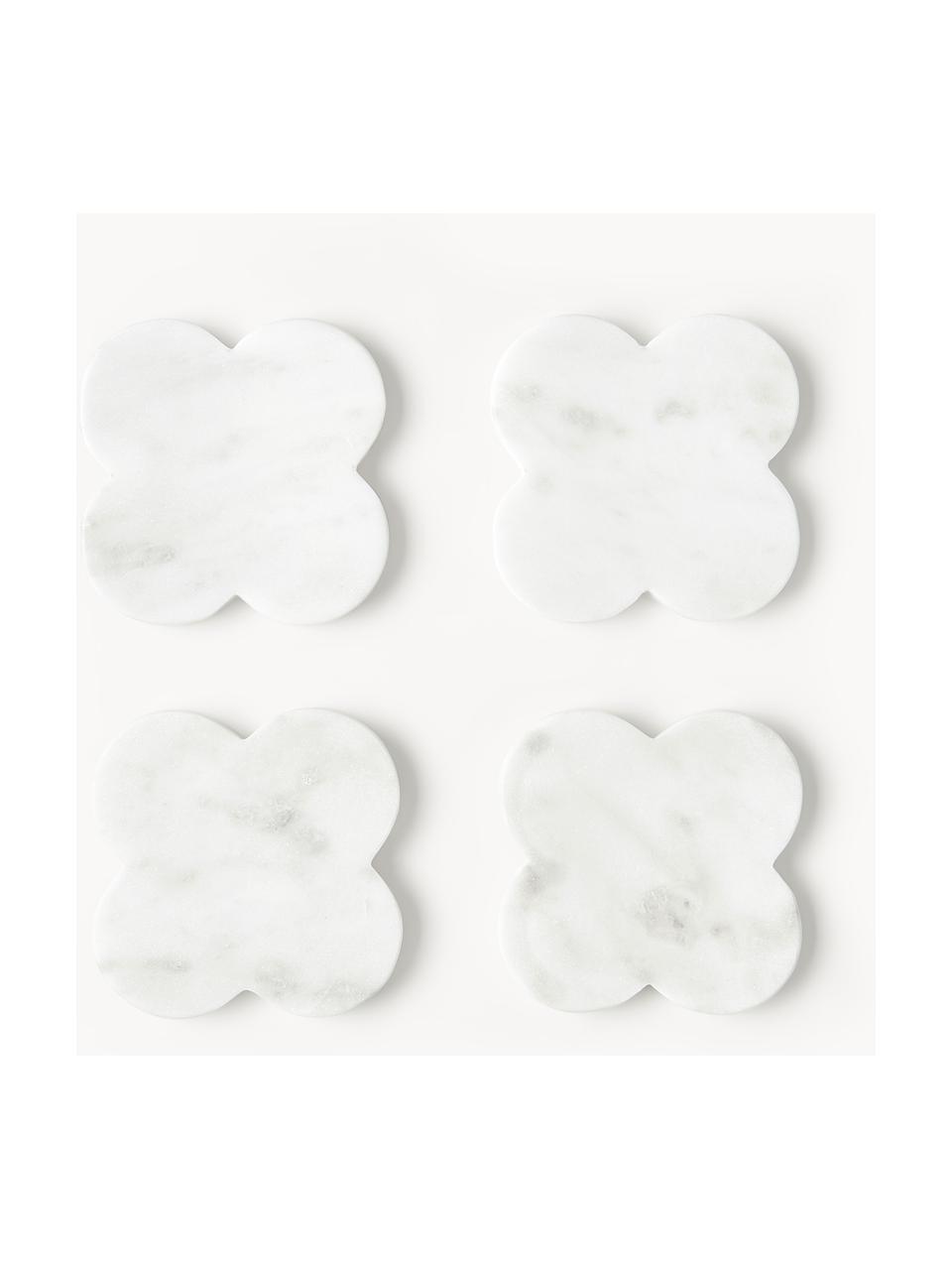 Dessous de verre en marbre Teo, 4 pièces, Marbre, Blanc, marbré, larg. 10 x prof. 10 cm