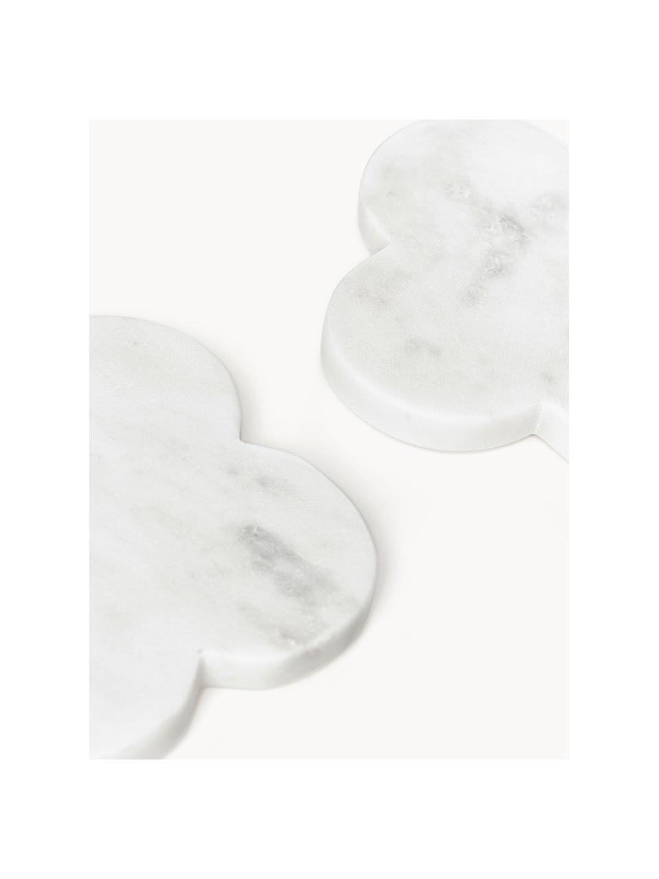 Dessous de verre en marbre Teo, 4 pièces, Marbre, Blanc, marbré, larg. 10 x prof. 10 cm
