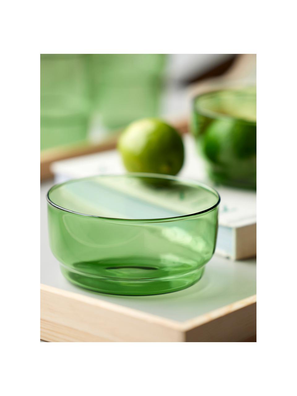 Schalen Torino uit borosilicaatglas, 2 stuks, Borosilicaatglas, Groen, transparant, Ø 12 x H 6 cm