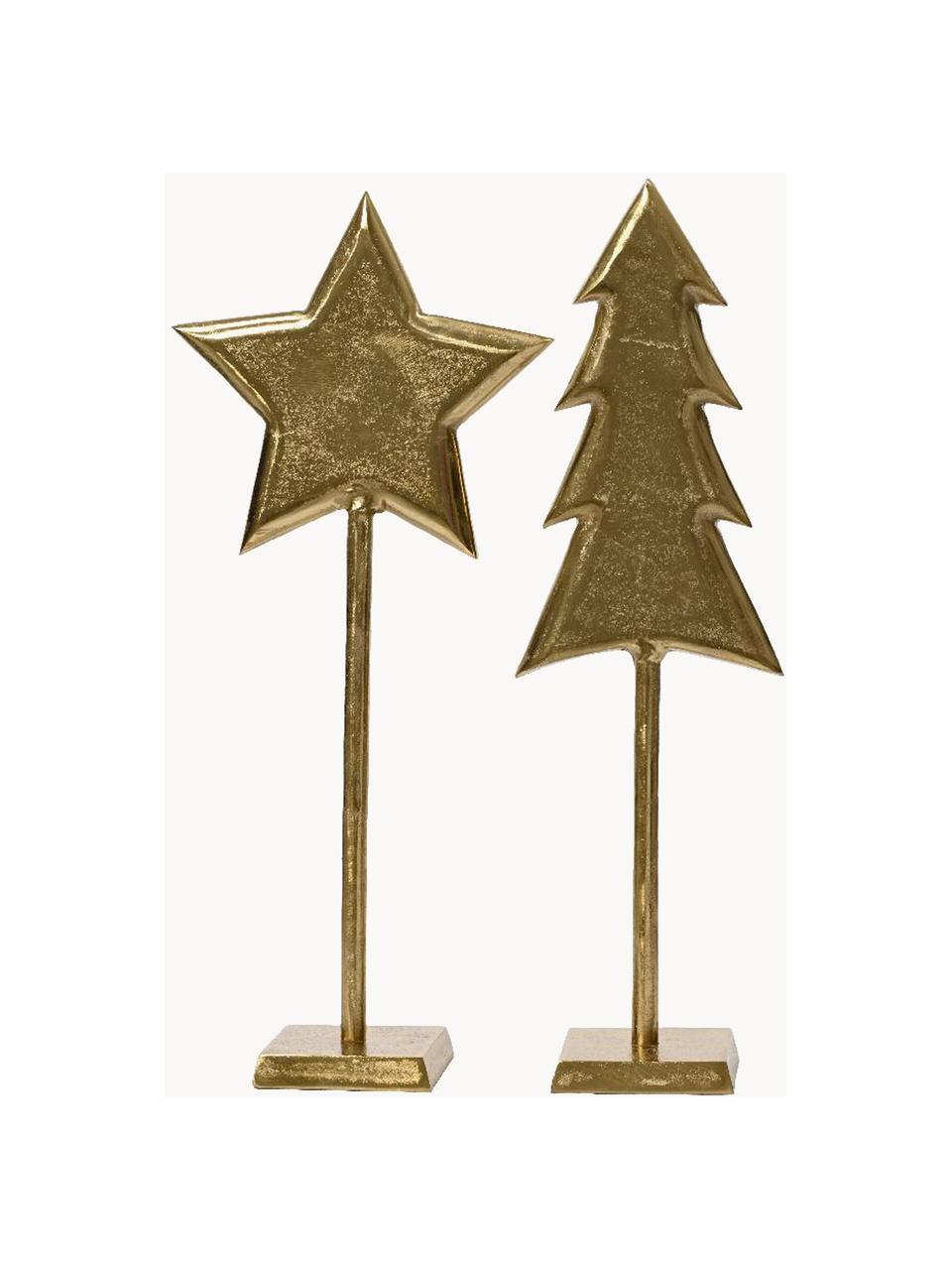 Piezas decorativa con efecto envejecido Spirit, 2 uds., Aluminio recubierto, Dorado, An 24 x Al 55 cm