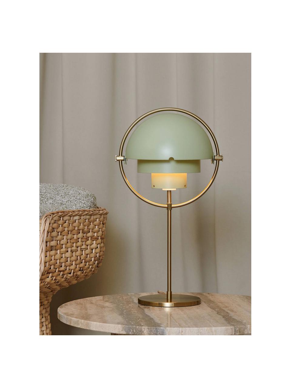 Velká nastavitelná stolní lampa Multi-Lite, Potažený hliník, Matná světle zelená, matná zlatá, Ø 24 cm, V 50 cm