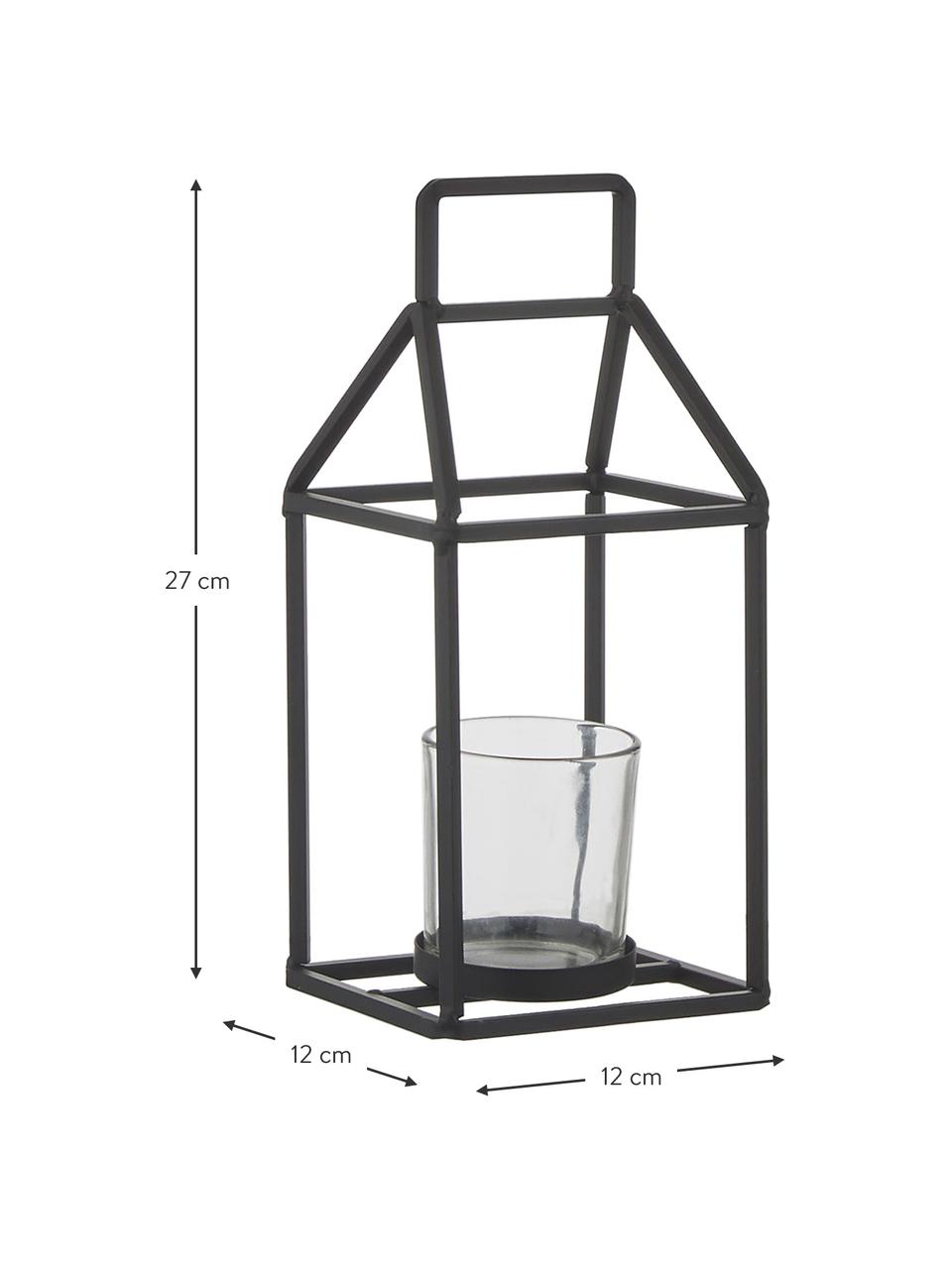 Portacandela Abbi, Portacandela: metallo, rivestito, Nero trasparente, Larg. 12 x Alt. 27 cm