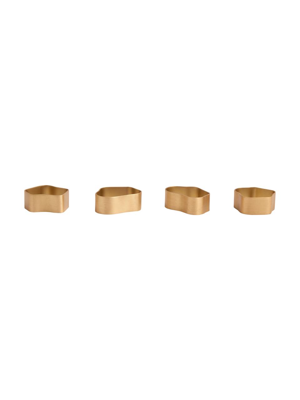 Serviettenringe Capri aus Messing, 4er-Set, Messing, gebürstet, Goldfarben, Set mit verschiedenen Größen