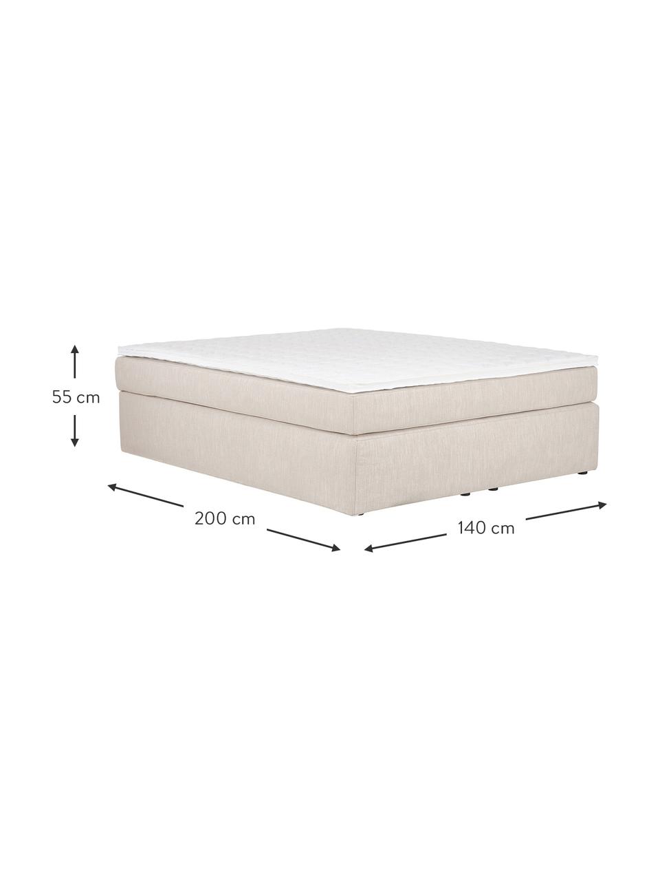 Letto boxspring senza testiera Enya, Materasso: nucleo a 5 zone di molle , Piedini: plastica, Tessuto beige scuro, 160 x 200 cm, grado di durezza H3