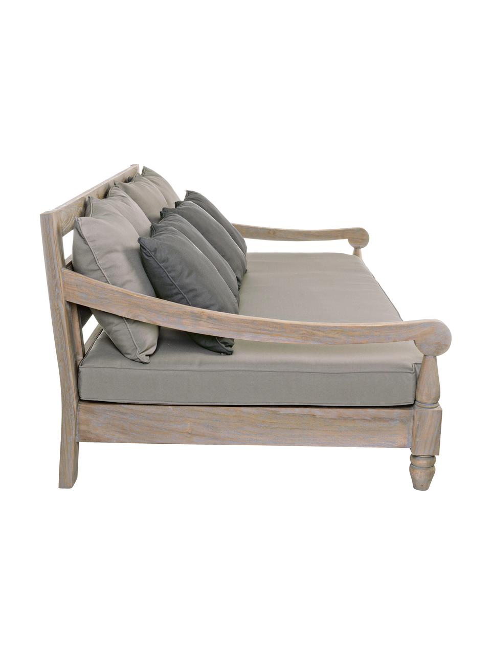 Sofa ogrodowa z drewna tekowego Bali (4-osobowa), Rama: drewno tekowe Tapicerka: szary, S 190 x G 112 cm