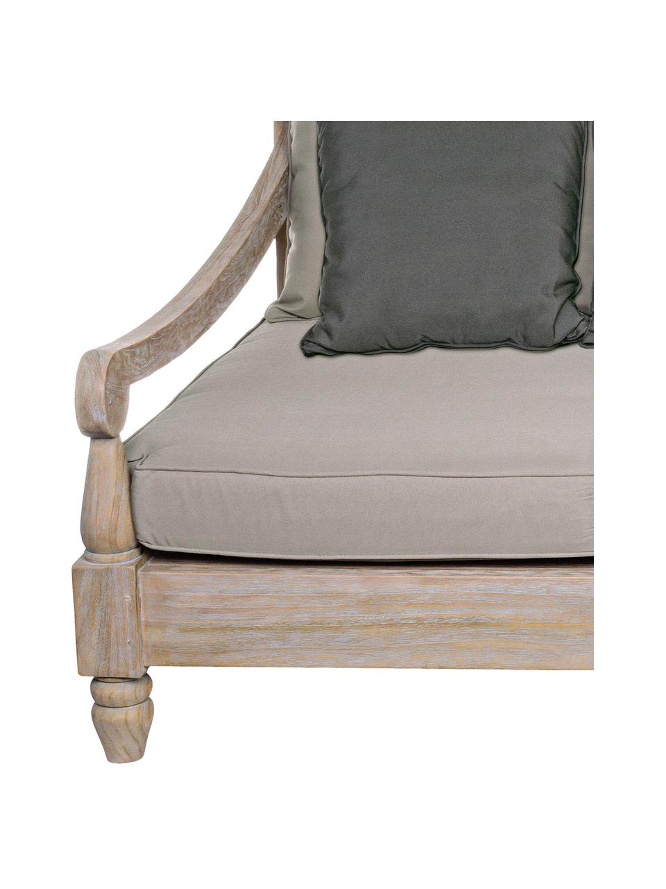 Tuin loungebank Bali van teakhout (4-zits), Frame: FSC-gecertificeerd teakho, Bekleding: 100% polyester, UV- en wa, Teakhout, grijs, B 190 x D 112 cm
