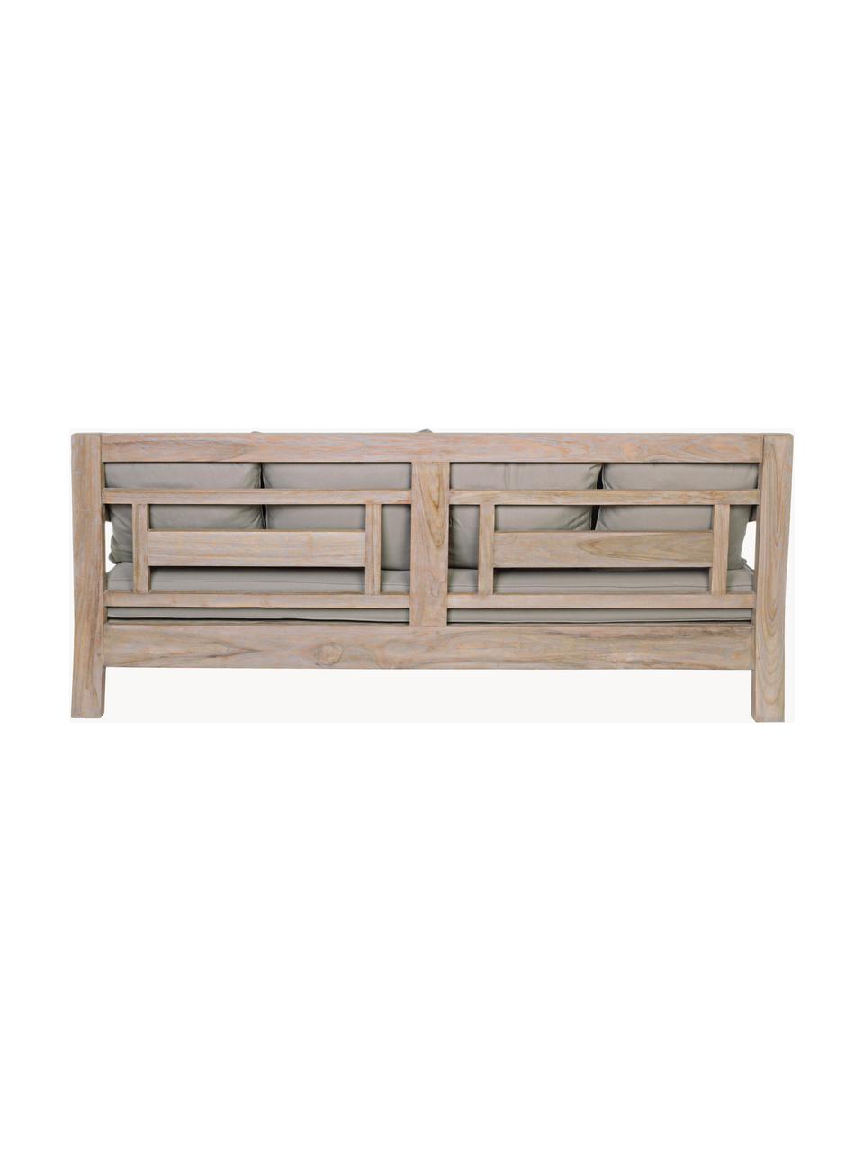 Divano da giardino 4 posti in legno di teak Bali, Struttura: legno di teak, Tessuto greige, grigio scuro, legno di teak, Larg. 190 x Prof. 112 cm