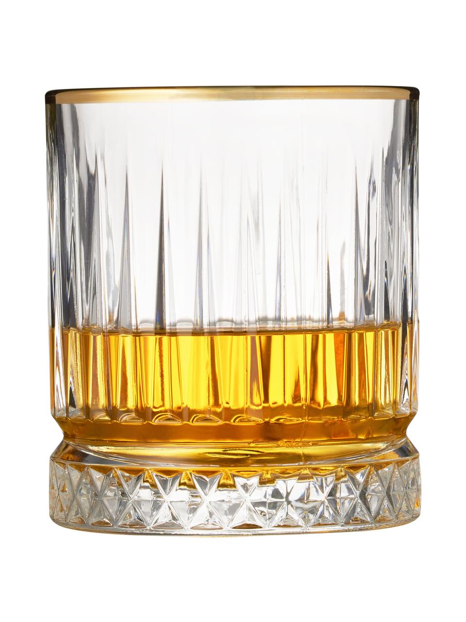 Szklanka do whisky z reliefem Firenze, 4 szt., Szkło, Transparentny, odcienie złotego, Ø 9 x W 10 cm, 350 ml