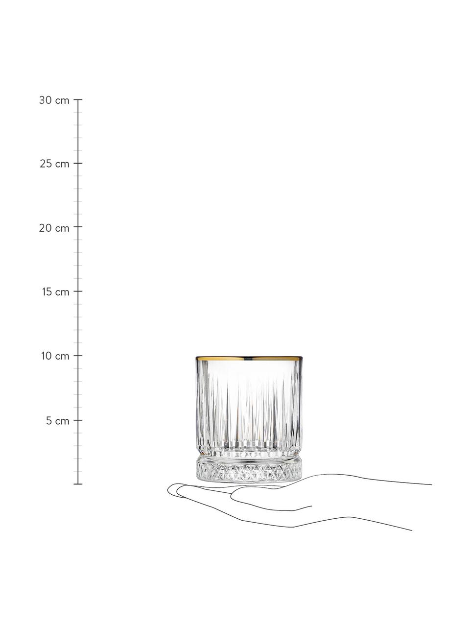 Pohár na whisky so zlatým okrajom Firenze, 4 ks, Sklo, Priehľadná, odtiene zlatej, Ø 9 x V 10 cm, 350 ml