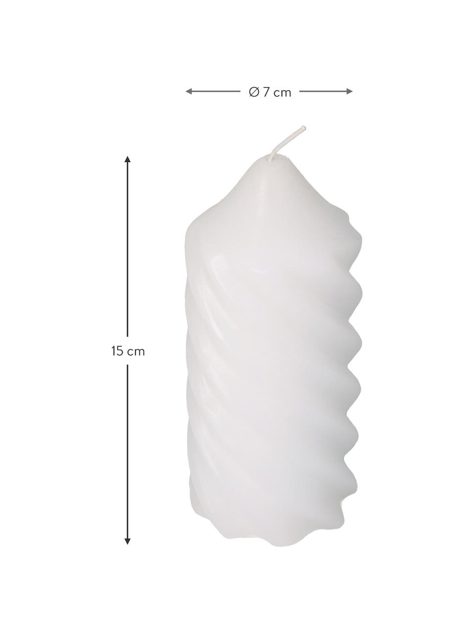 Sloupová svíčka Spiral, Vosk, Bílá, Ø 7 cm, V 15 cm