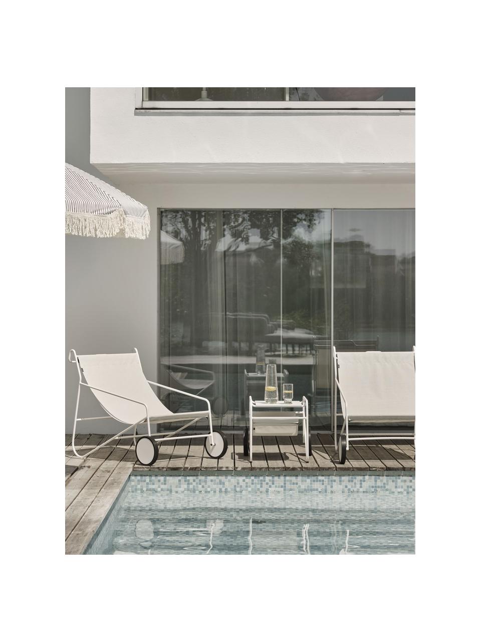 Tuin loungefauteuil Poul met wieltjes, 2 stuks, Bekleding: textiel, Frame: gecoat aluminium, Gebroken wit, wit, B 74 x D 106 cm