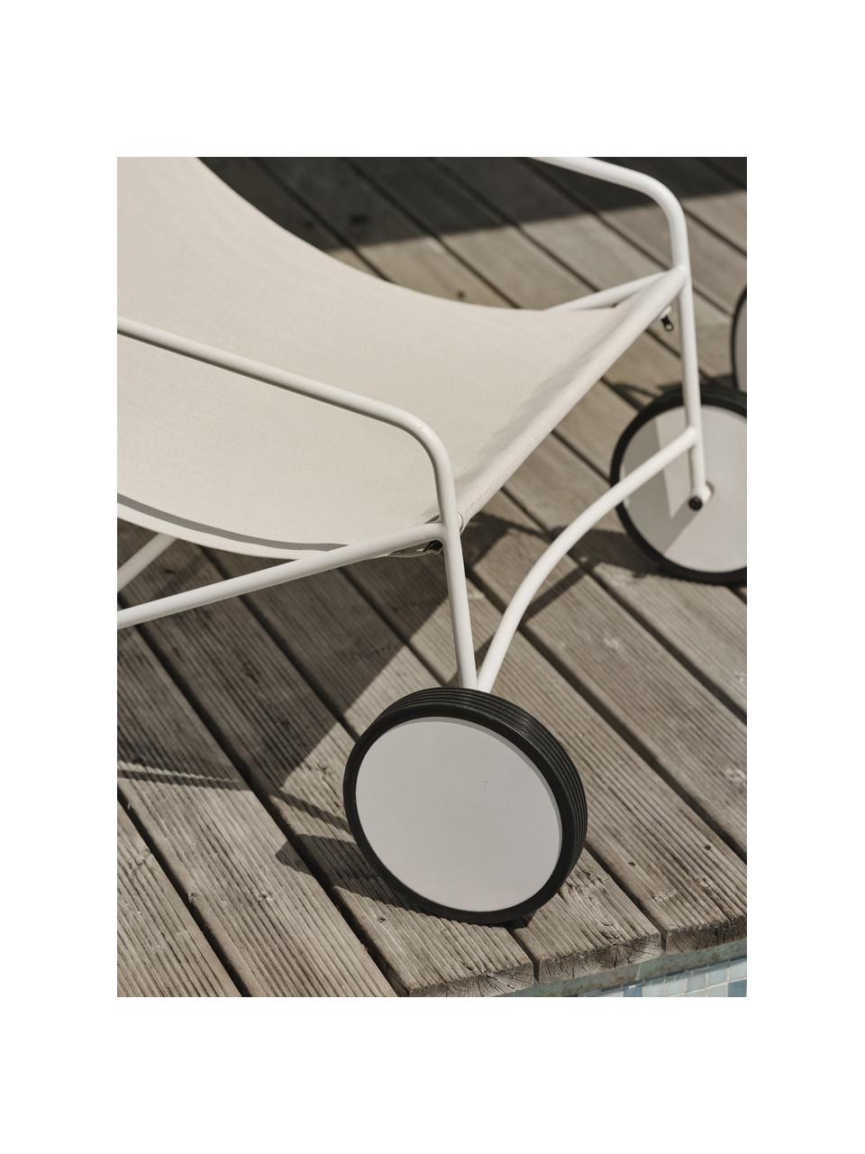 Tuin loungefauteuil Poul met wieltjes, 2 stuks, Bekleding: textiel, Frame: gecoat aluminium, Gebroken wit, wit, B 74 x D 106 cm