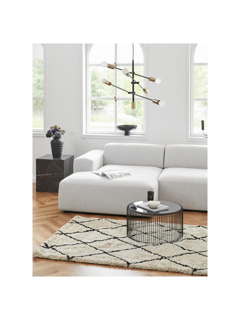 Lámpara de techo grande Venja, Estructura: metal con pintura en polv, Anclaje: metal con pintura en polv, Cable: forro textil, Negro, latón, Ø 84 cm