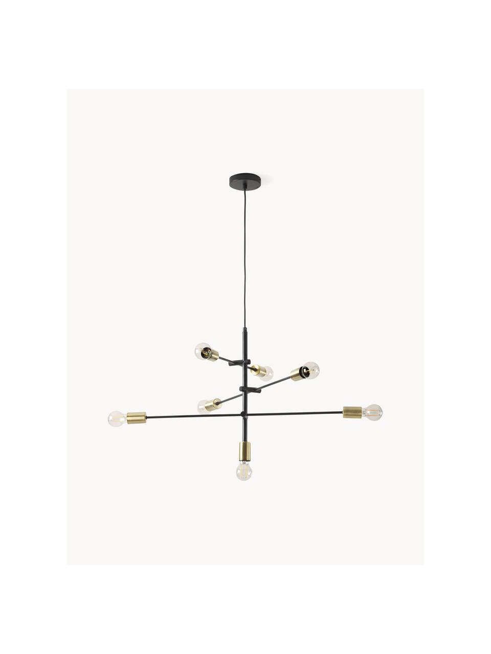 Grote hanglamp Venja, Zwart, messingkleurig, Ø84 cm