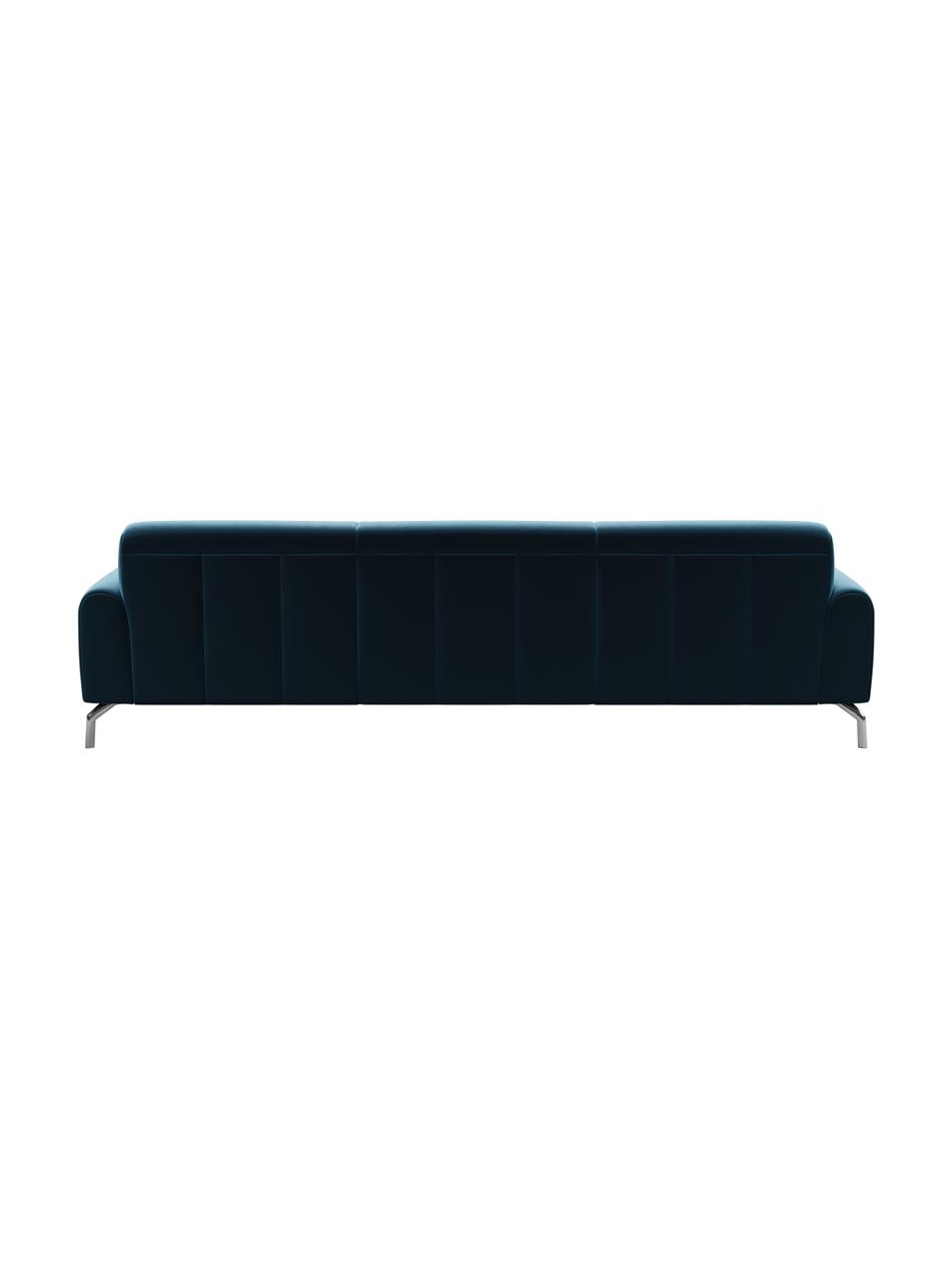 Sofa z aksamitu Puzo (3-osobowa), Tapicerka: 100% aksamit poliestrowy,, Nogi: metal lakierowany, Ciemny niebieski, S 240 x G 84 cm