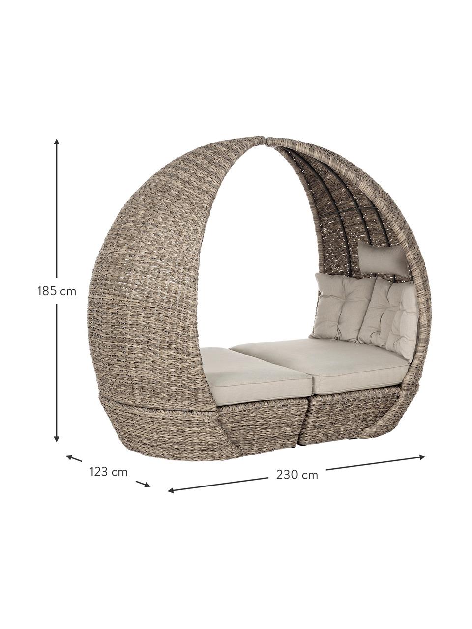 Set lettino da giardino Samui 2 pz, Rivestimento: poliestere, Struttura: alluminio rivestito, fibr, Marrone chiaro, beige, Larg. 230 x Alt. 185 cm