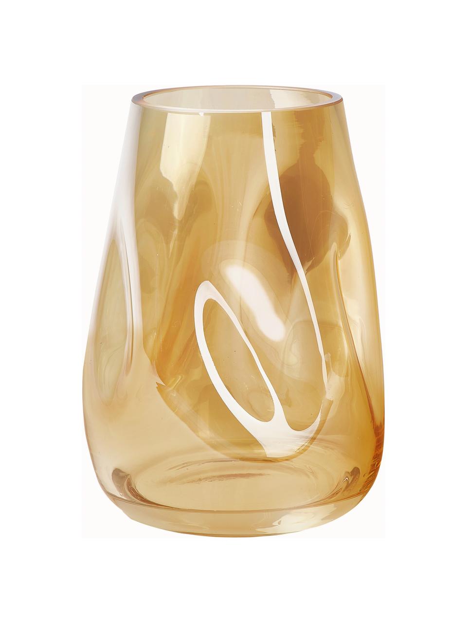 Mundgeblasene Glas-Vase Luster in Bernsteinfarben, Glas, mundgeblasen, Transparent, Ø 18 x H 26 cm