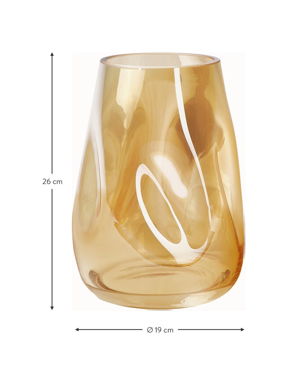 Mundgeblasene Glas-Vase Luster in Bernsteinfarben, Glas, mundgeblasen, Transparent, Ø 18 x H 26 cm
