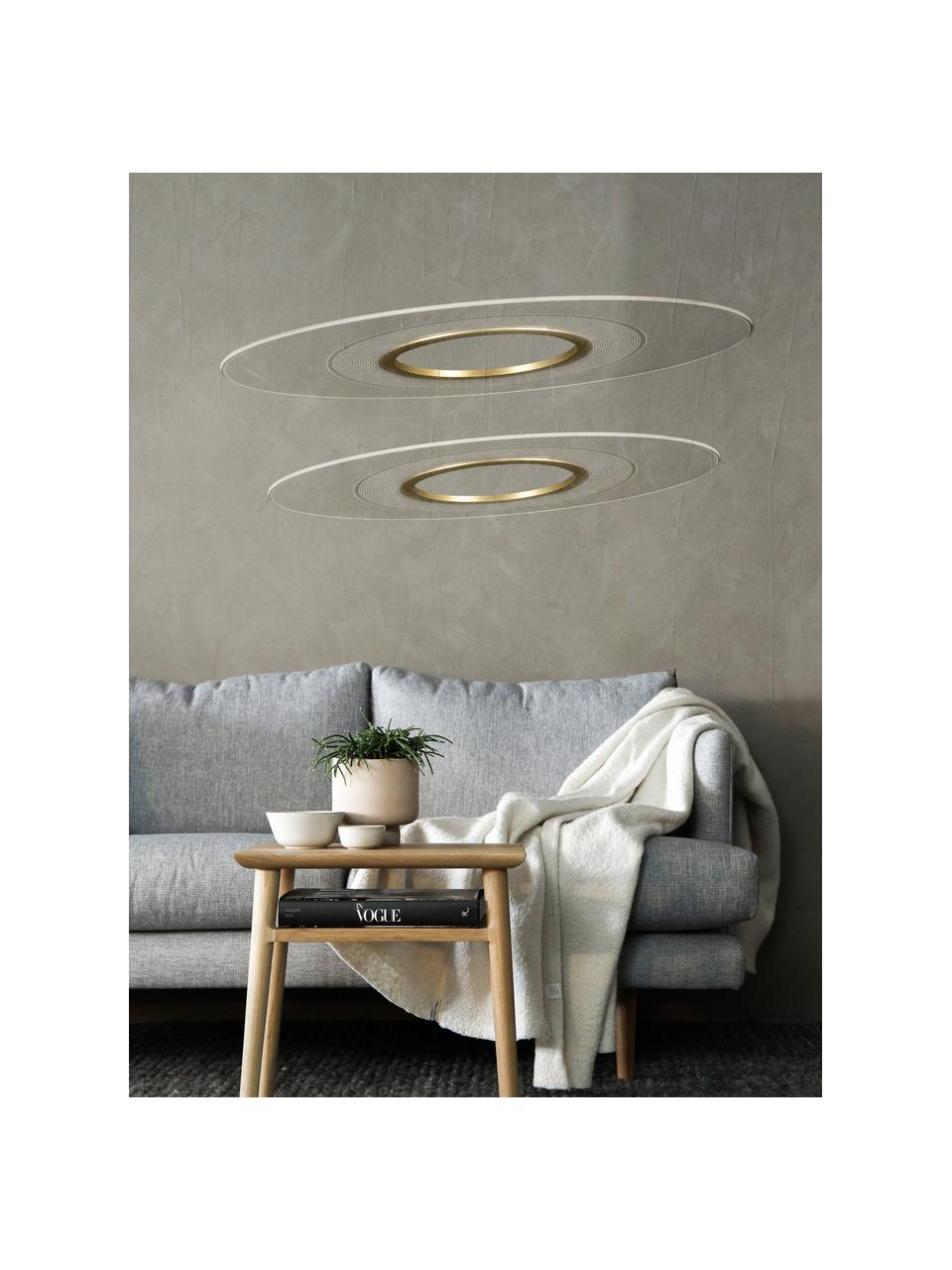 Lámpara de techo grande LED Eclipse, Anclaje: metal con pintura en polv, Cable: plástico, Transparente, dorado, Ø 97 cm