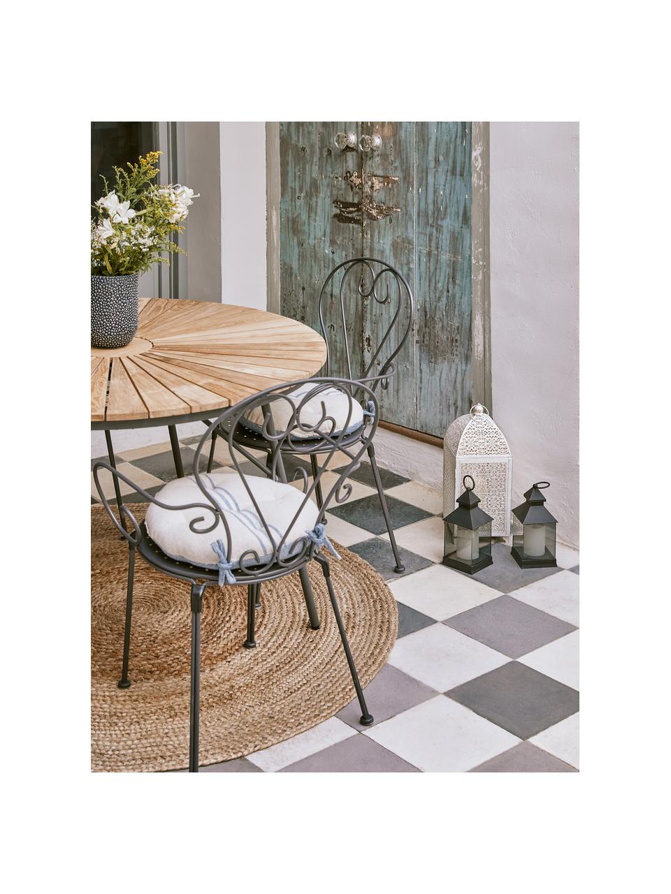 Okrągła poduszka na krzesło Capri, 100% bawełna, Biały, niebieski, Ø 40 x W 4 cm