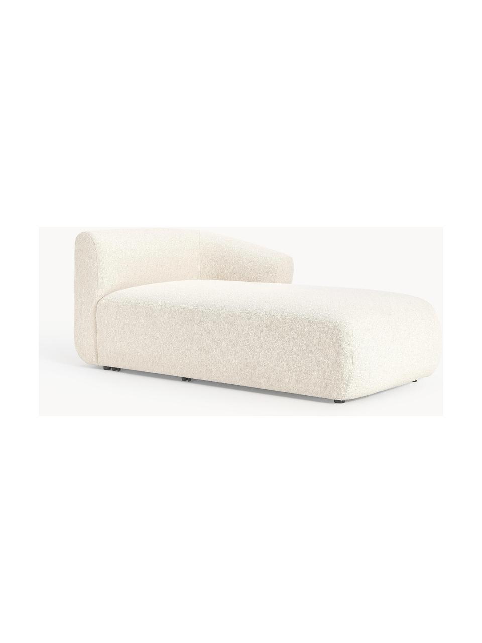 Chaise longue hoekmodule Sofia uit bouclé, Bekleding: bouclé (100% polyester) M, Frame: sparrenhout, spaanplaat, , Poten: kunststof Dit product is , Bouclé gebroken wit, B 185 x D 92 cm, hoekdeel rechts