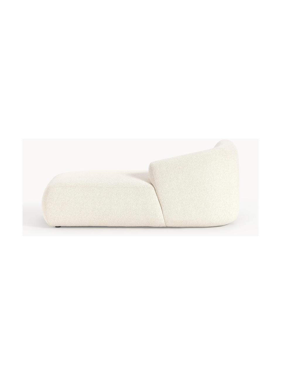 Chaise longue hoekmodule Sofia uit bouclé, Bekleding: bouclé (100% polyester) M, Frame: sparrenhout, spaanplaat, , Poten: kunststof Dit product is , Bouclé gebroken wit, B 185 x D 92 cm, hoekdeel rechts