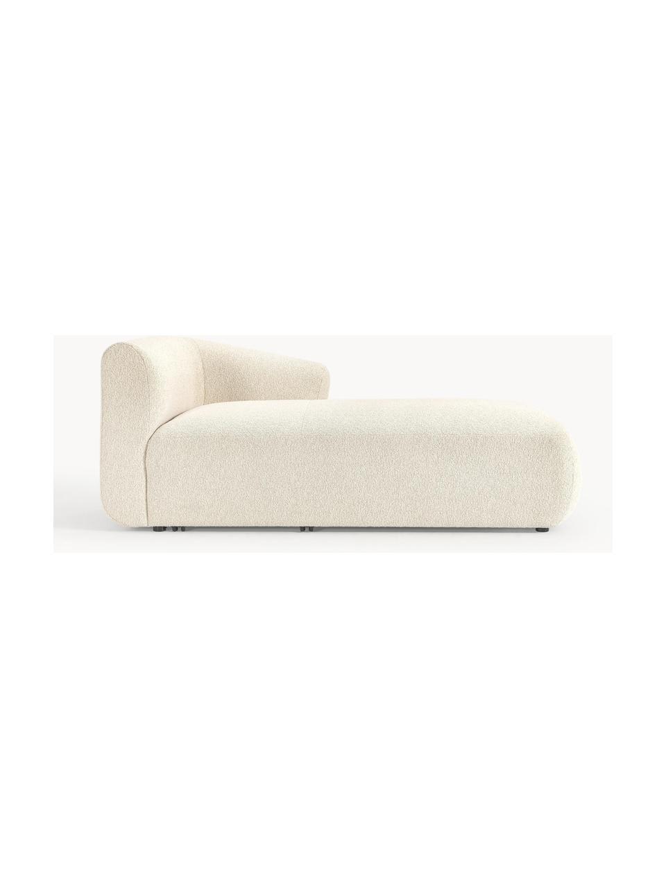 Buklé rohový modul-šezlong Sofia, Buklé lomená biela, Š 185 x H 92 cm (pravé rohové prevedenie)
