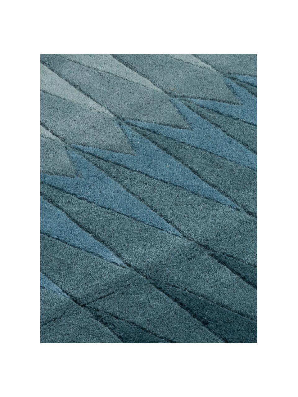 Tappeto di design con sfumatura Acacia, Retro: cotone Nel caso dei tappe, Tonalità blu, Larg. 140 x Lung. 200 cm (taglia S)