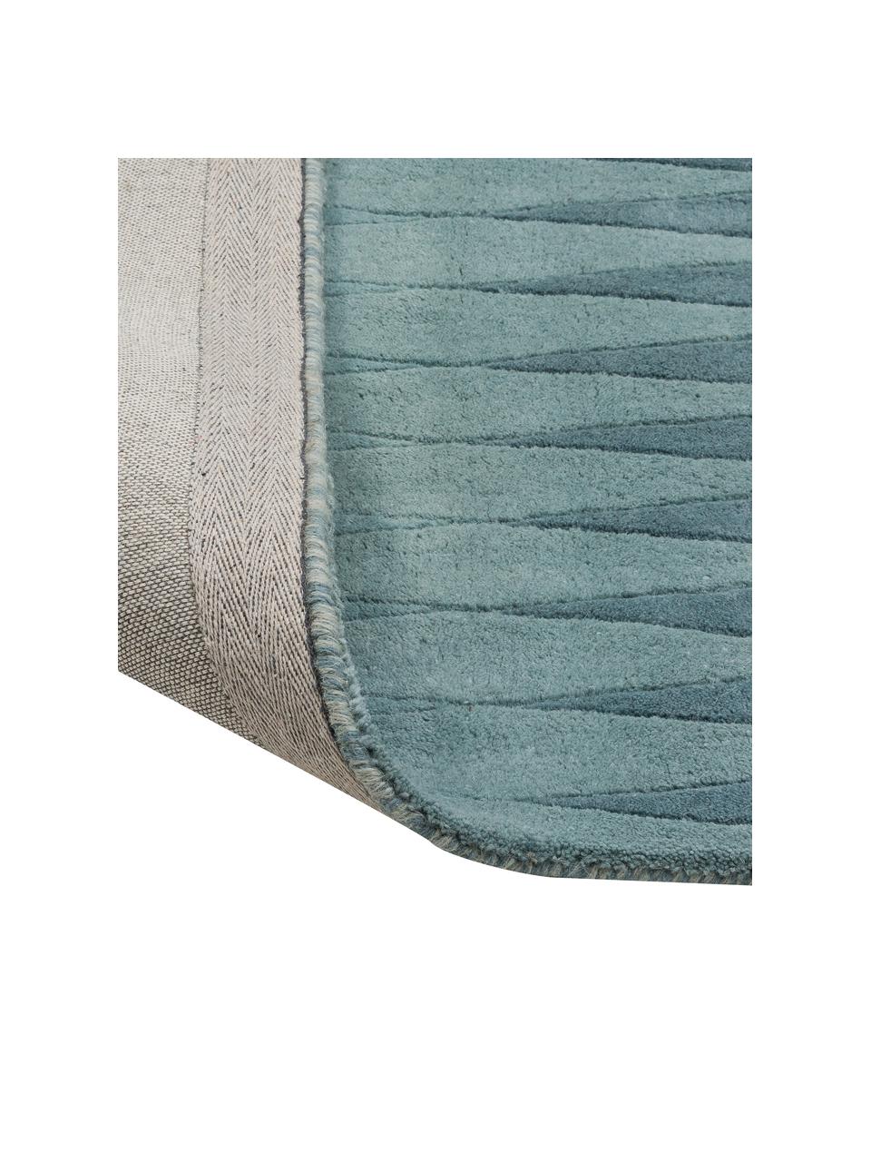 Handgetufteter Designteppich Acacia mit Farbverlauf, Flor: 100 % Wolle, Blautöne, B 140 x L 200 cm (Größe S)