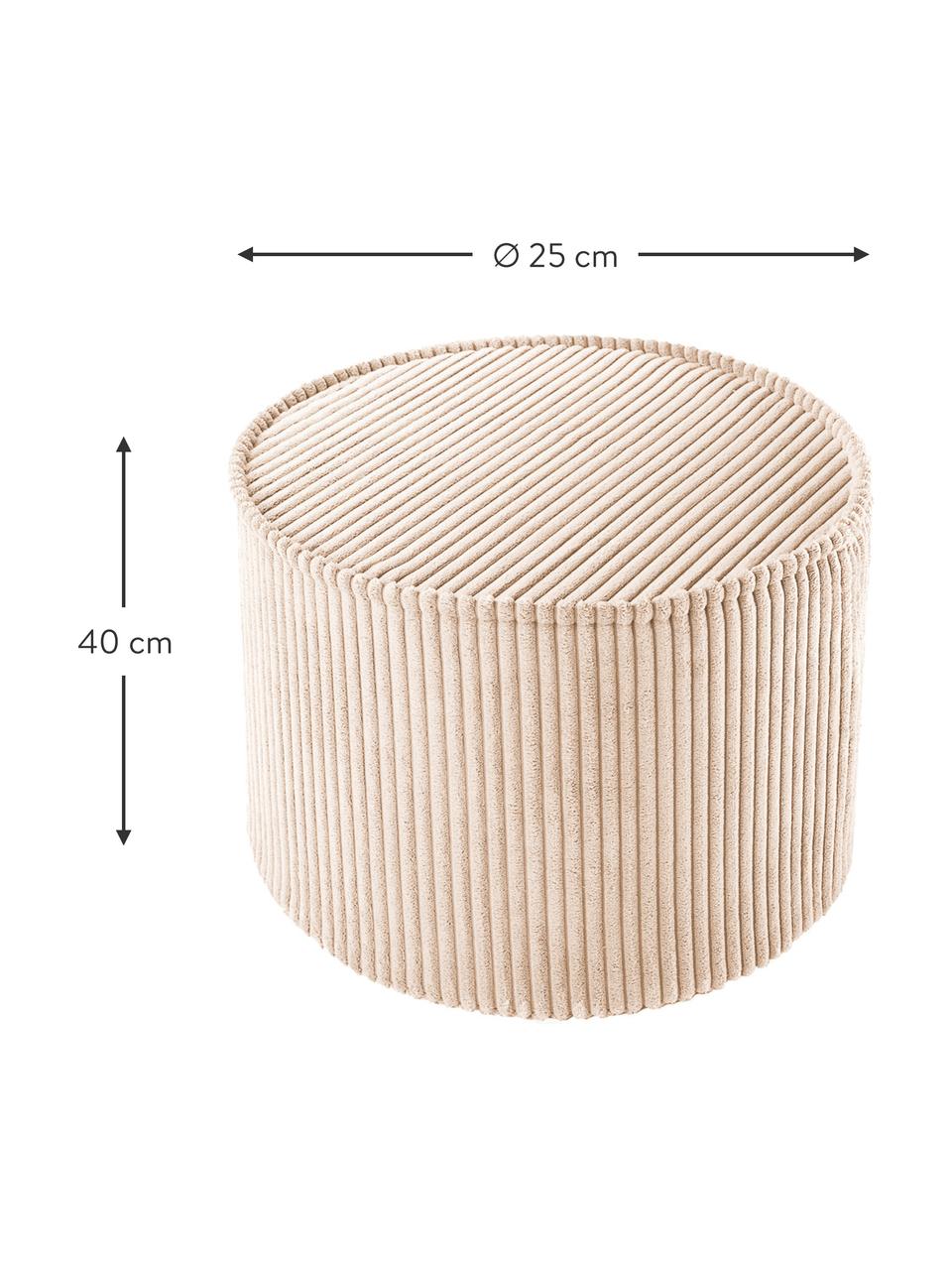 Kinderpoef Sugar van corduroy, Bekleding: corduroy (100% polyester), Corduroy beige, Ø 25 x H 40 cm