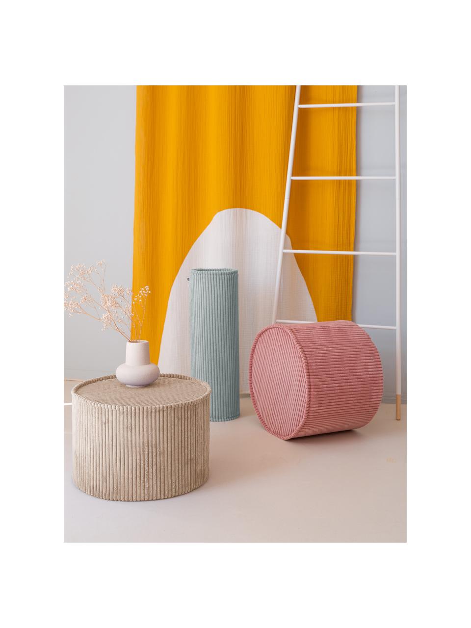 Pouf per bambini in velluto a coste Sugar Ø 40 cm, Rivestimento: velluto a coste (100% pol, Velluto a coste beige, Ø 40 x Alt. 25 cm