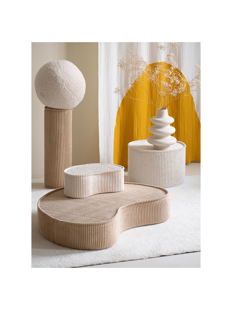 Pouf per bambini in velluto a coste Sugar Ø 40 cm, Rivestimento: velluto a coste (100% pol, Velluto a coste beige, Ø 40 x Alt. 25 cm