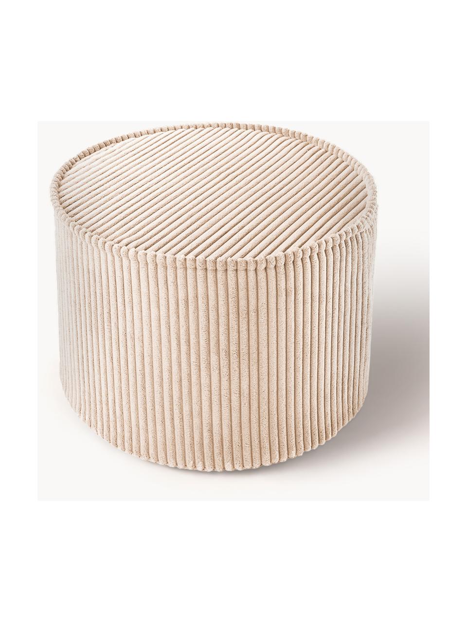 Pouf en velours côtelé pour enfant Sugar, Ø 40 cm, Velours côtelé beige, Ø 40 x haut. 25 cm