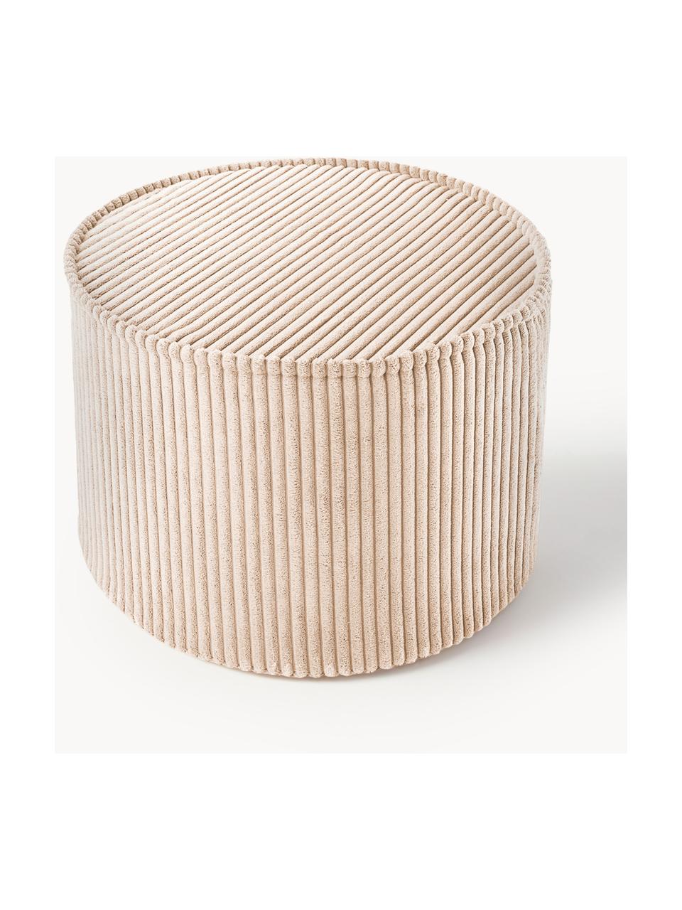 Pouf per bambini in velluto a coste Sugar Ø 40 cm, Rivestimento: velluto a coste (100% pol, Velluto a coste beige, Ø 40 x Alt. 25 cm