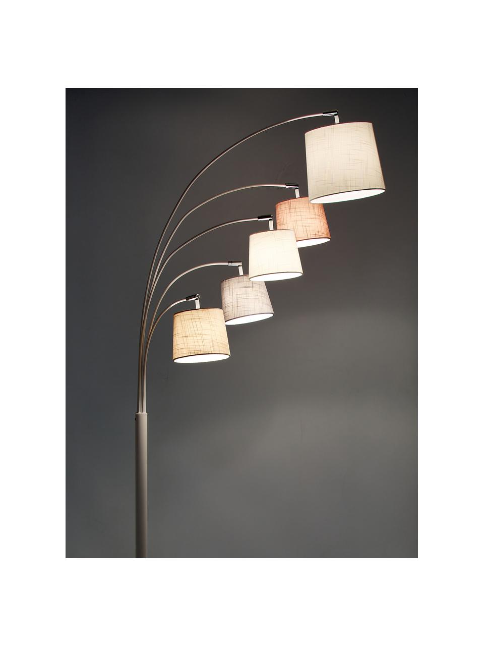 Grand lampadaire arc Foggy, Blanc, tons pastels, larg. 80 x haut. 200 cm