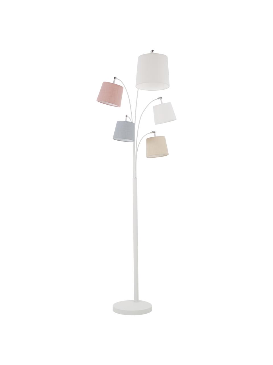 Grand lampadaire arc Foggy, Blanc, tons pastels, larg. 80 x haut. 200 cm