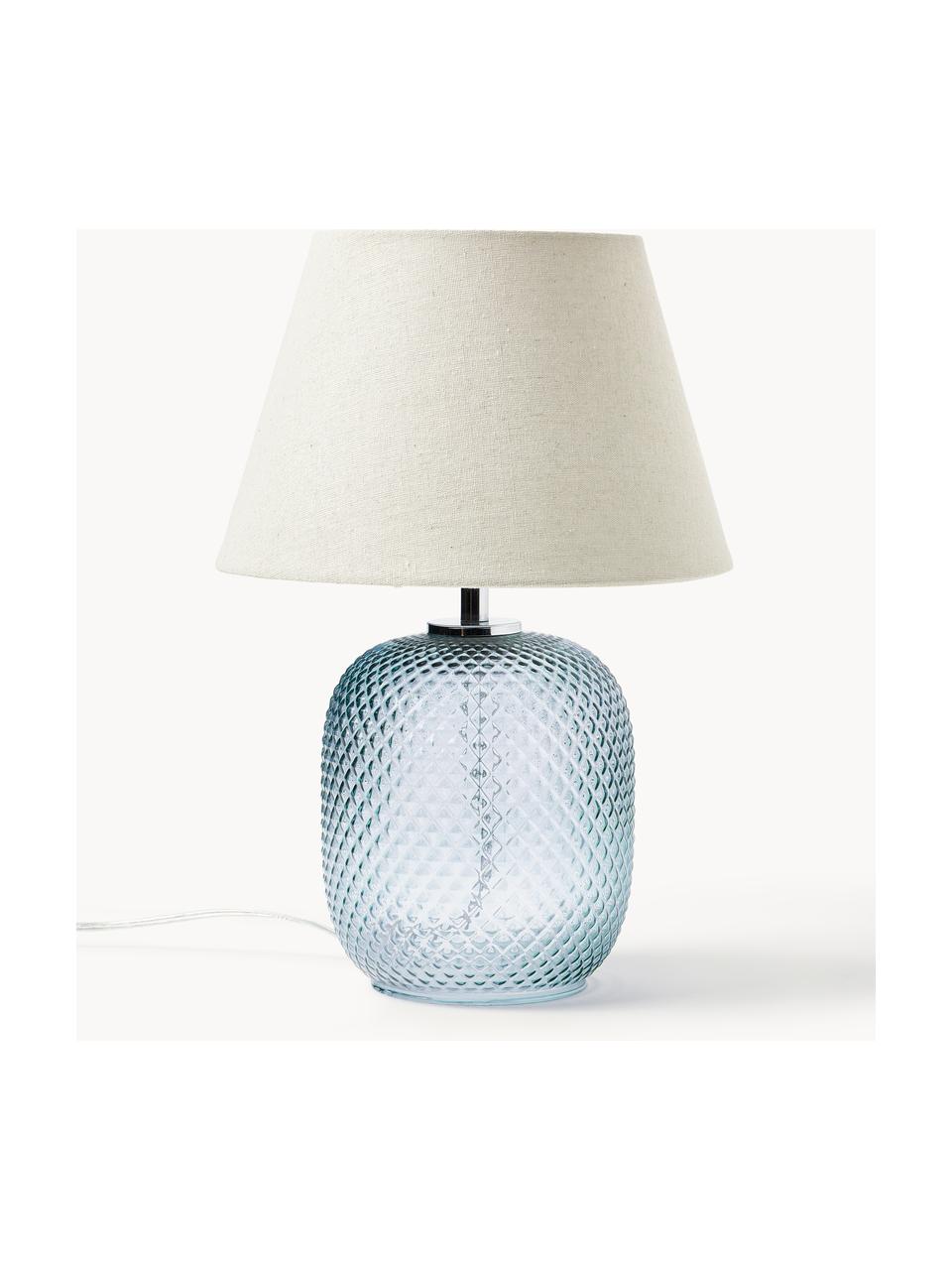 Kleine Tischlampe Cornelia, Lampenschirm: Polyester, Beige, Hellblau, Ø 28 x H 38 cm