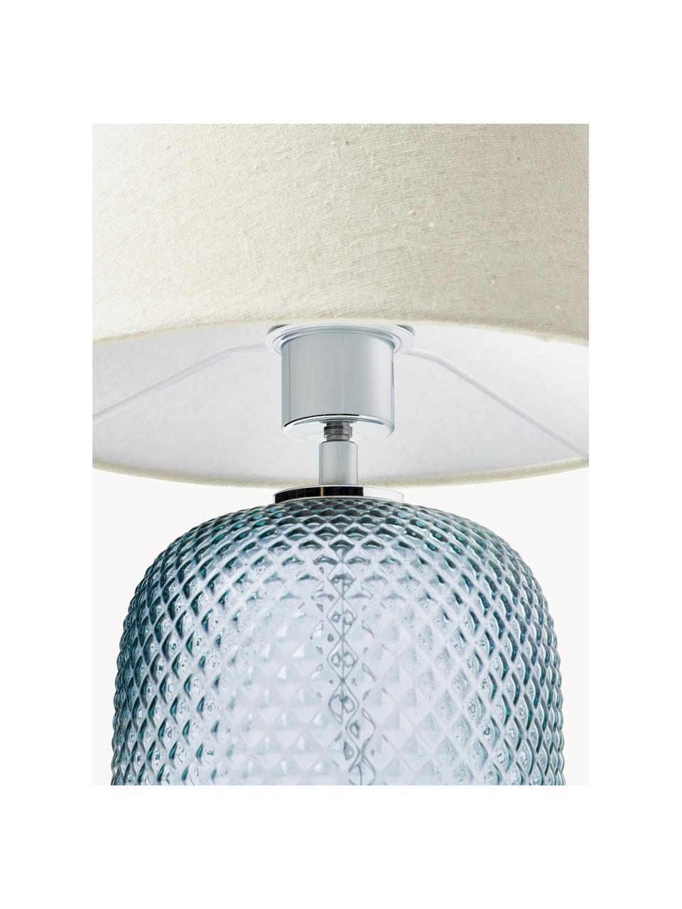 Kleine Tischlampe Cornelia, Lampenschirm: Polyester, Lampenfuß: Glas, Beige, Hellblau, Ø 28 x H 38 cm