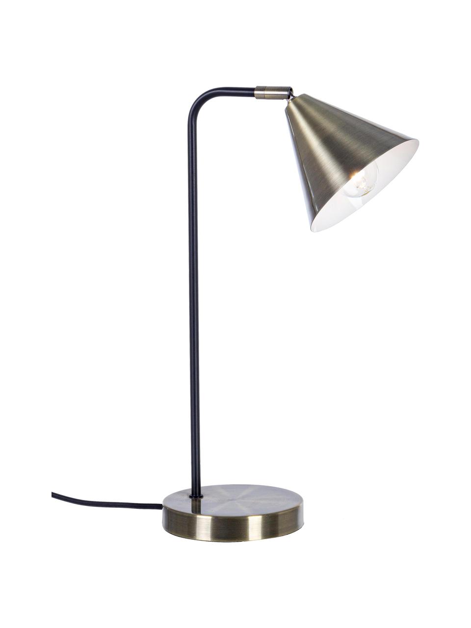 Lámpara de escritorio Loft, estilo retro, Pantalla: metal, Estructura: metal recubierto, Cable: plástico, Dorado con efecto envejecido, negro, An 14 x Al 43 cm