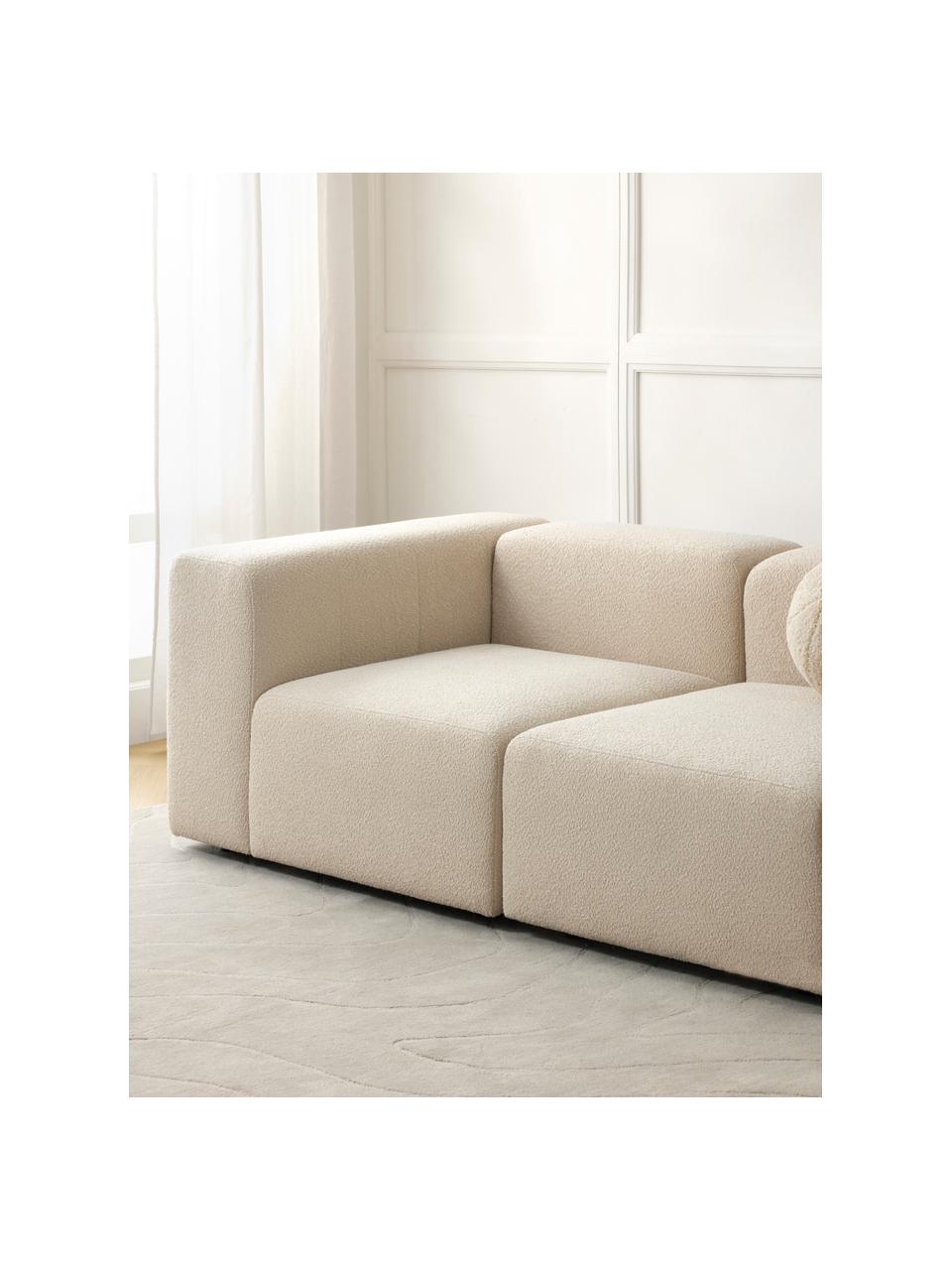 Bouclé-Eckmodul Lena, Bezug: Bouclé (93 % Polyester, 6, Gestell: Kiefernholz, Schichtholz,, Füße: Kunststoff, Bouclé Beige, B 105 x T 106 cm, Eckteil links