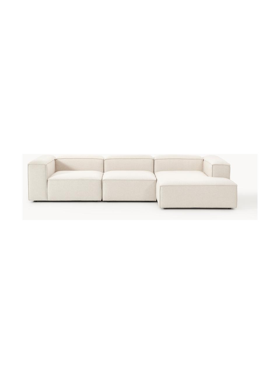 Modulares Ecksofa Lennon aus Leinen-Mix, Bezug: 50 % Viskose, 25 % Leinen, Gestell: Fichtenholz, Sperrholz, m, Leinen-Mix Beige, B 327 x T 180 cm, Eckteil links